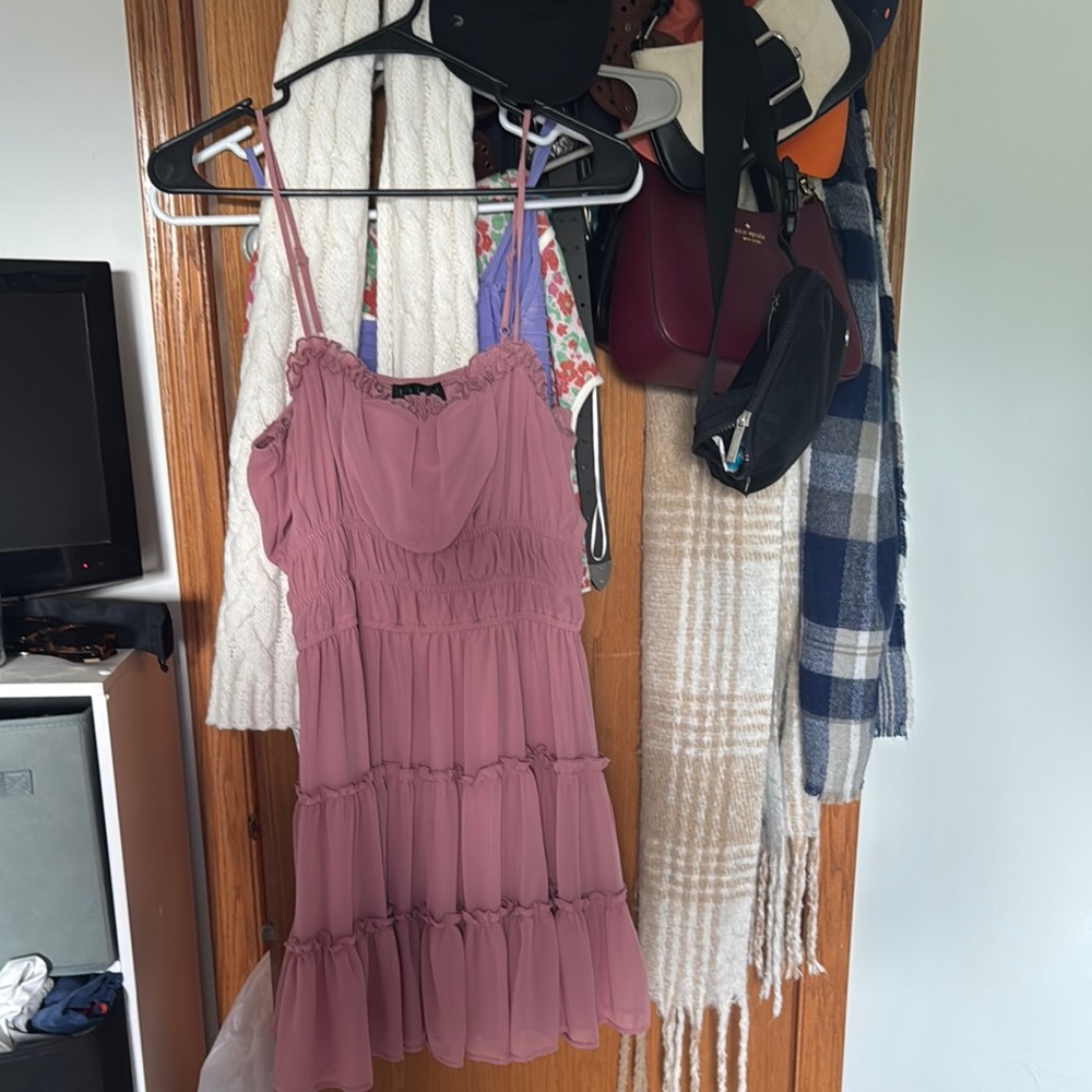 Trixxi Pink Ruffled Tiered Mini Sundress